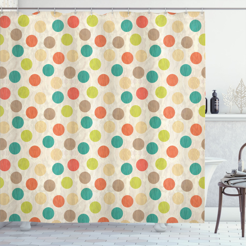 Colorful Circles Grungy Shower Curtain