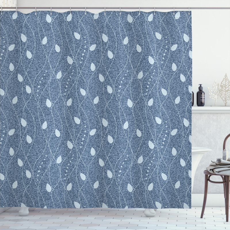 Branches over Denim Shower Curtain