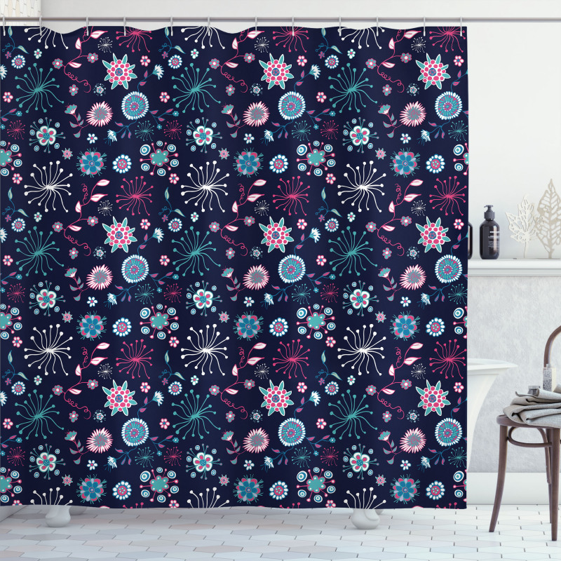 Pansy Bluebell Dandelion Shower Curtain