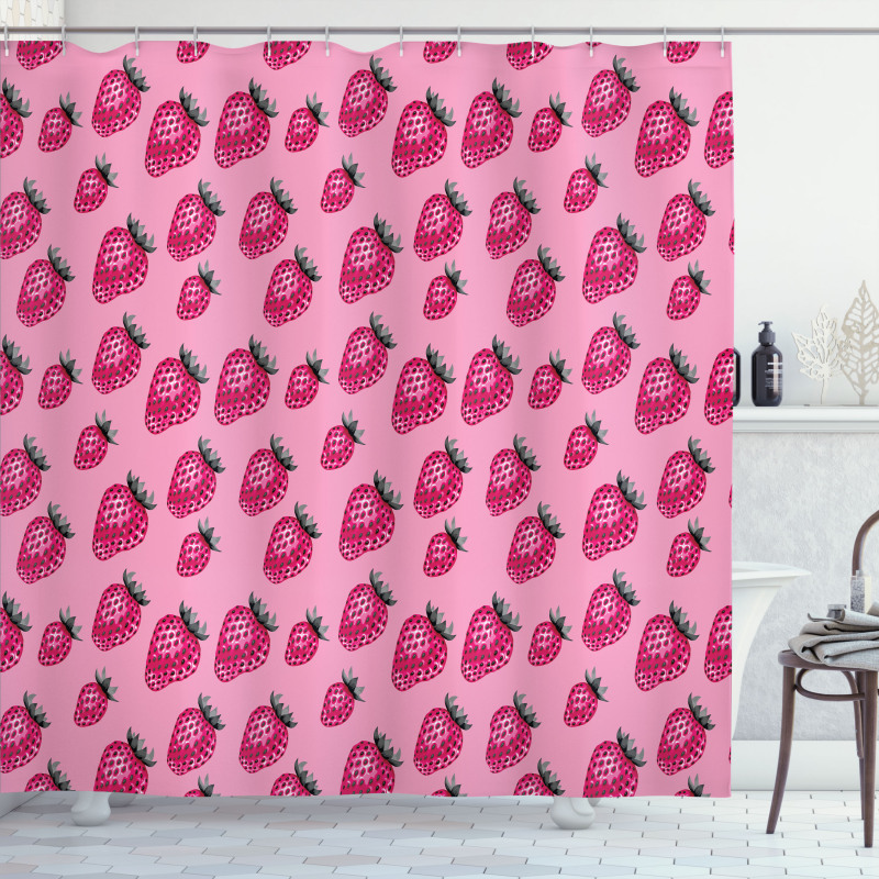 Pop Art Style Strawberry Shower Curtain
