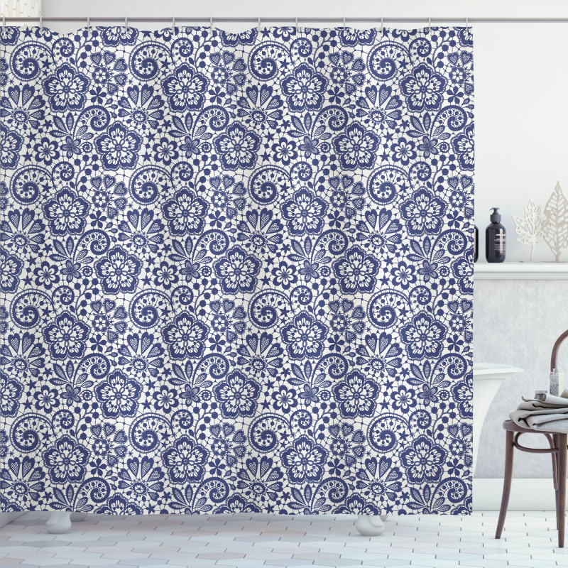Lace Style Motifs Shower Curtain