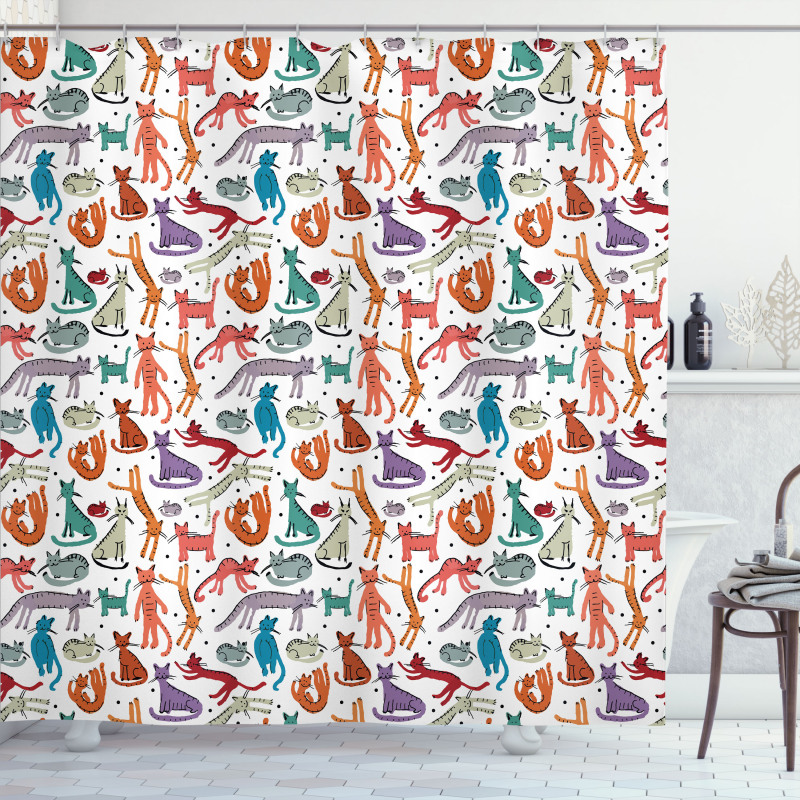 Colorful Sketch Composition Shower Curtain