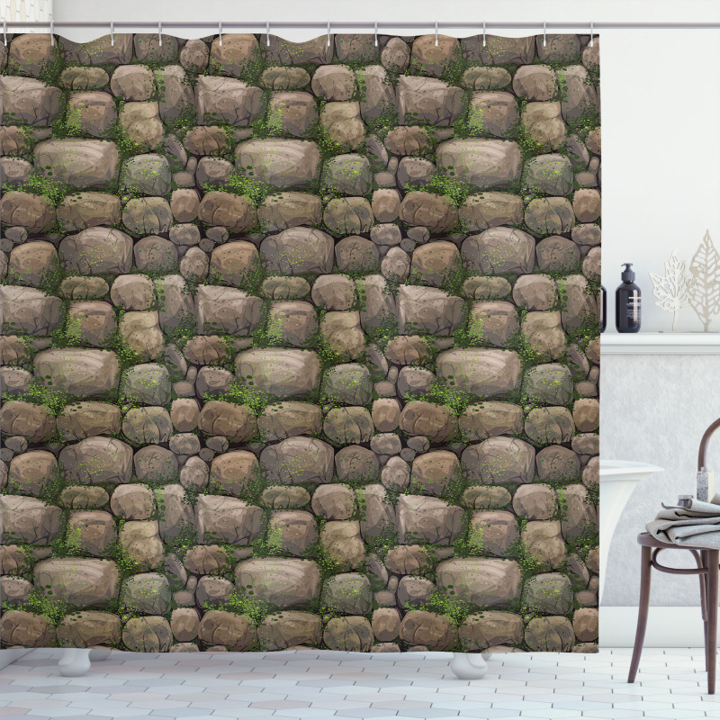 Stones Covered with Moss Shower Curtain