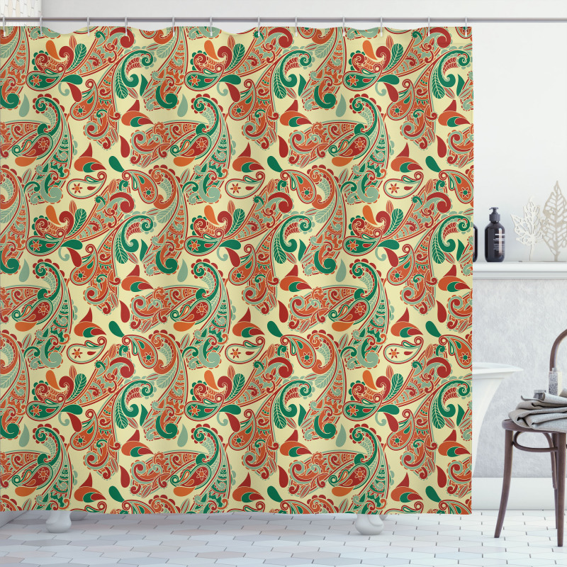 Paisley Style Leaves Shower Curtain