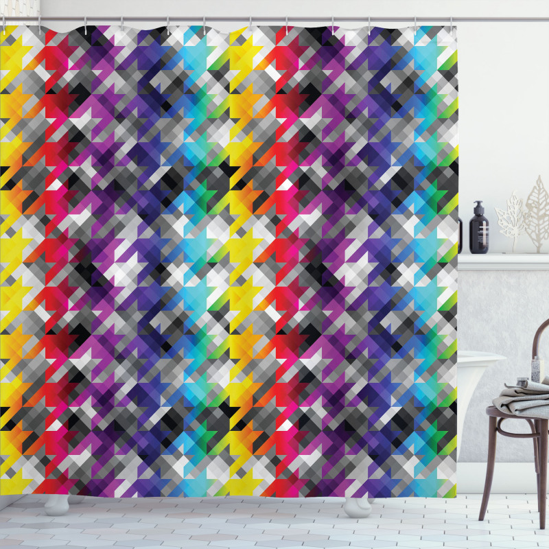 Diagonal Houndstooth Shower Curtain