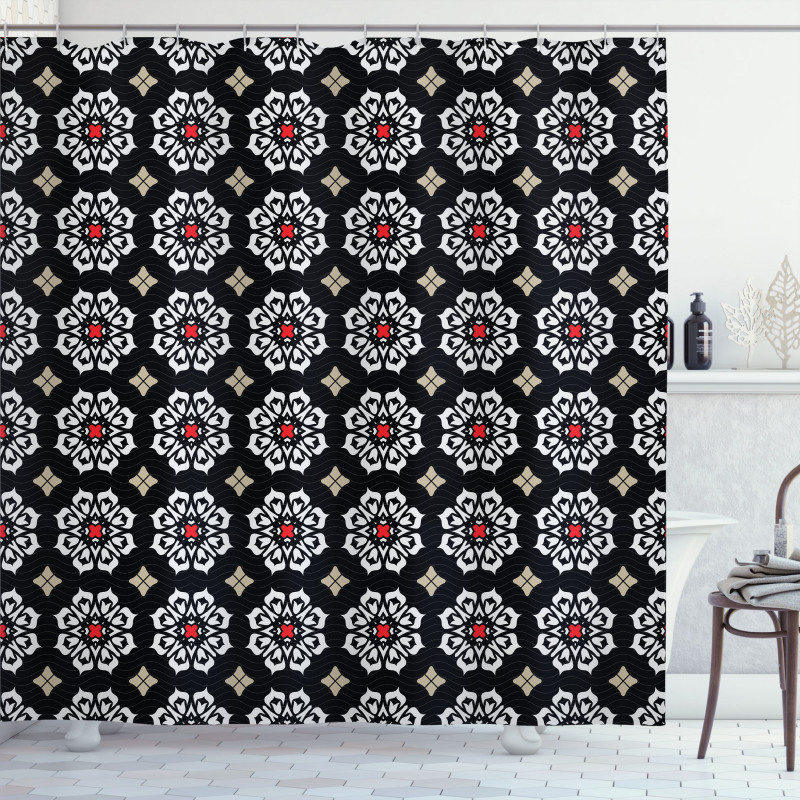 Floral Ornament Motifs Shower Curtain