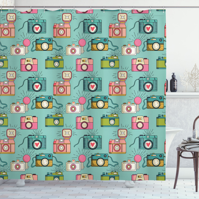 Hipster Photo Cameras Shower Curtain