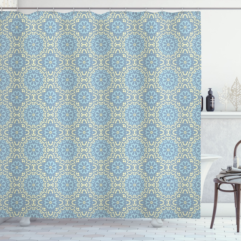 Eastern Style Swirl Tile Shower Curtain