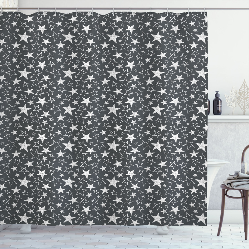 Greyscale Geometric Shapes Shower Curtain