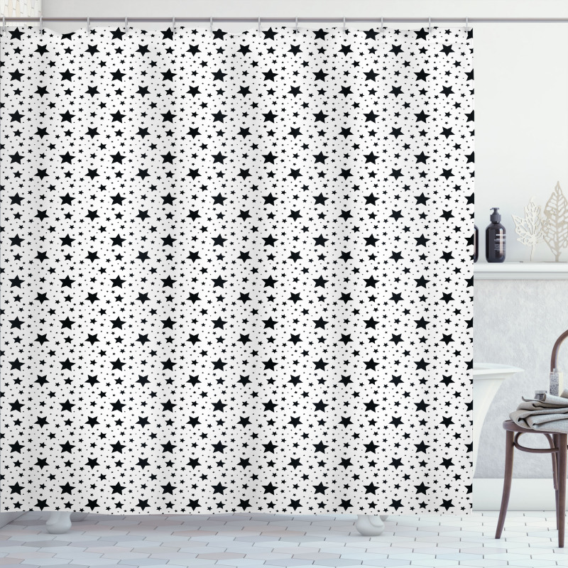 Monochrome Abstract Motif Shower Curtain