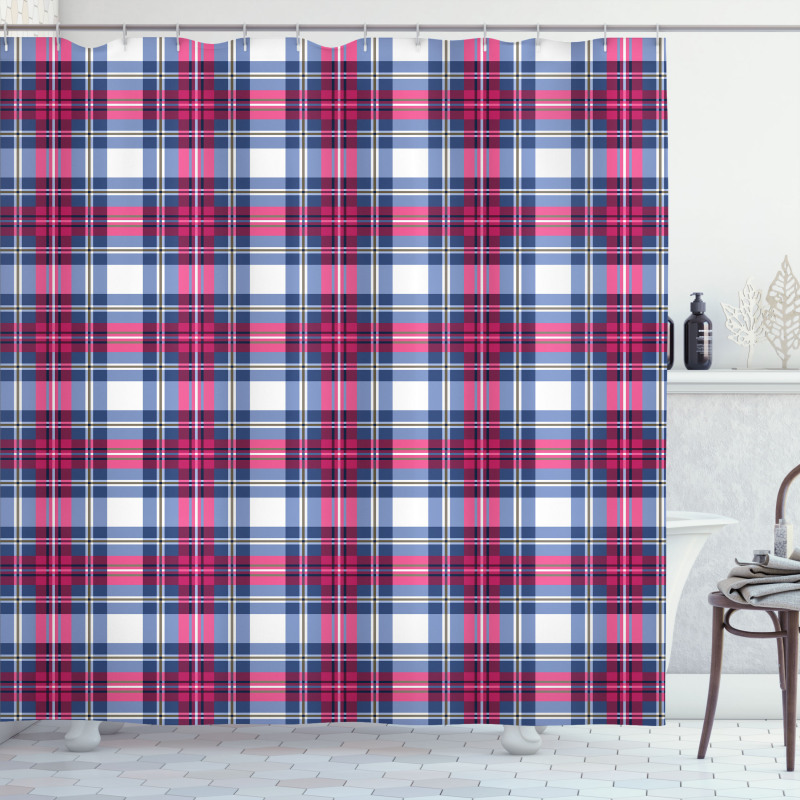 Pink and Blue Tartan Shower Curtain