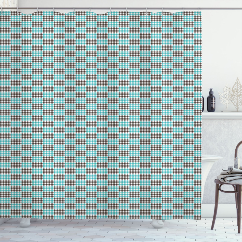 Bicolor Checkered Retro Shower Curtain