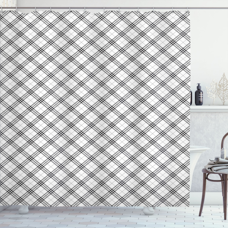 Monochrome and Diagonal Shower Curtain