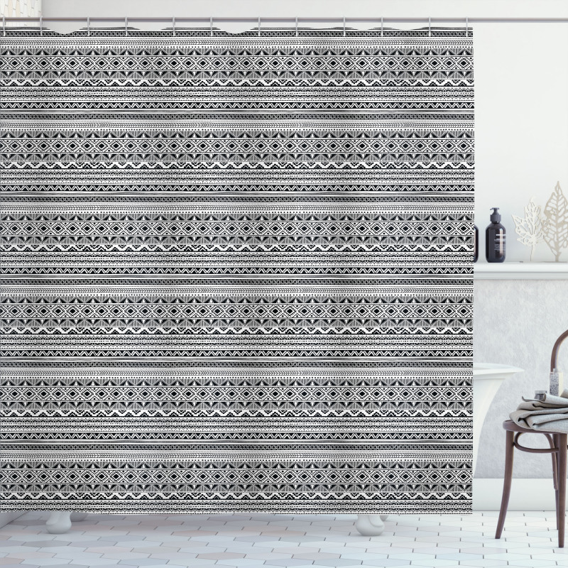 Geometric Black White Shower Curtain