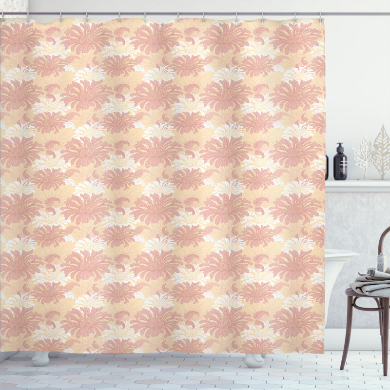 Retro Floral Blooms Shower Curtain