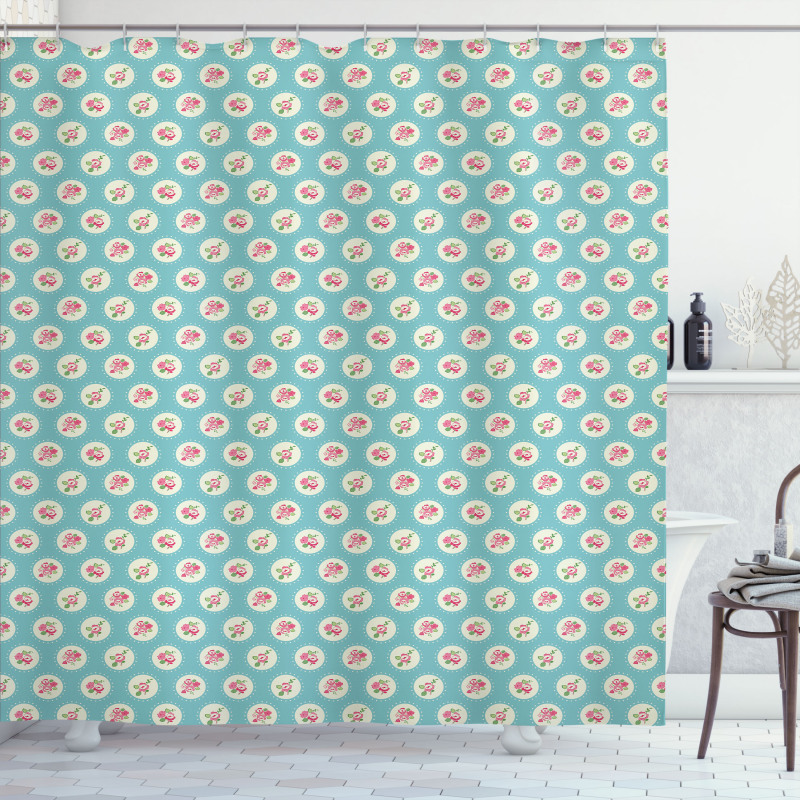 Circles and Flowers Shower Curtain