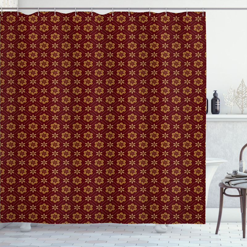 Dotted Flowers Pattern Shower Curtain
