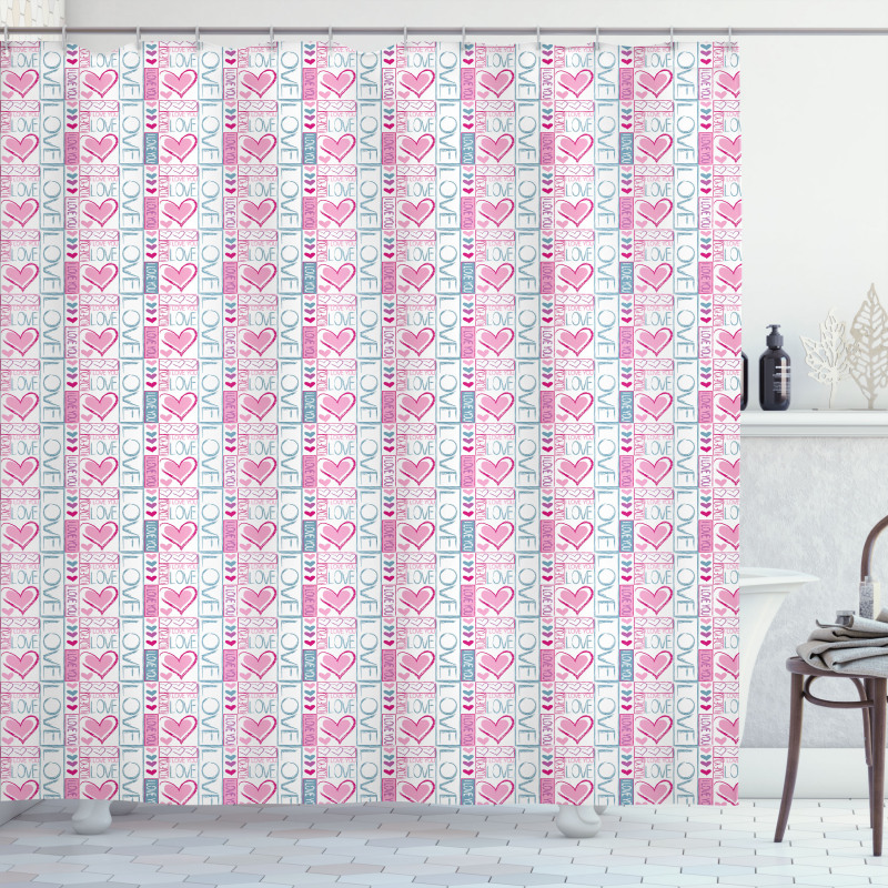 Love You Calligraphy Shower Curtain