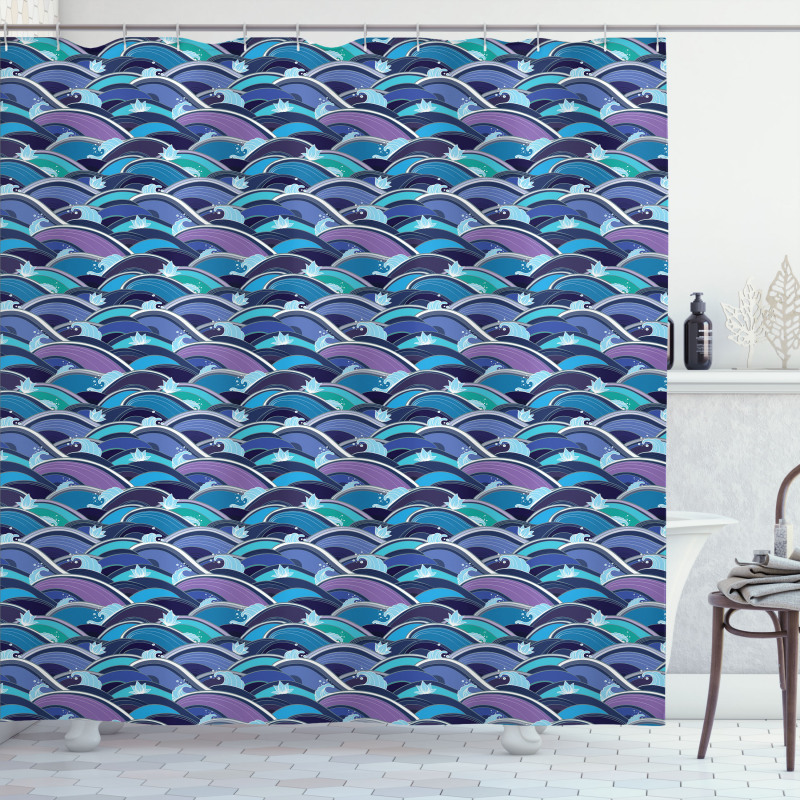 Waves of the Sea Lotus Shower Curtain