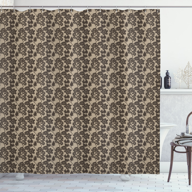 Floral Doodle Leaves Shower Curtain