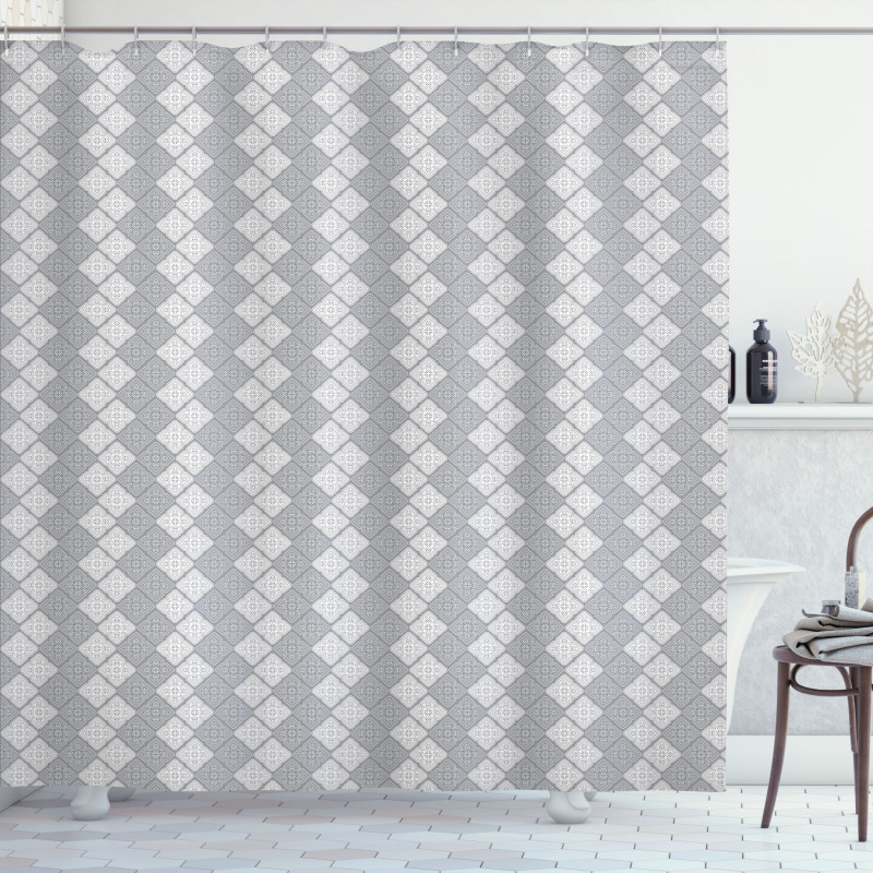 Greyscale Flowers Shower Curtain