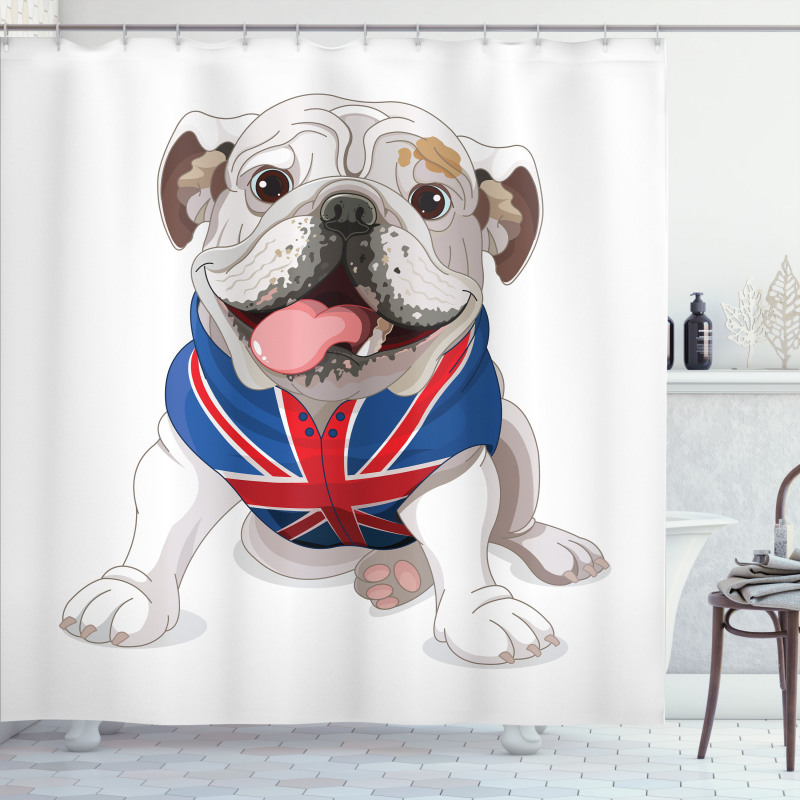 Puppy with Flag Shower Curtain