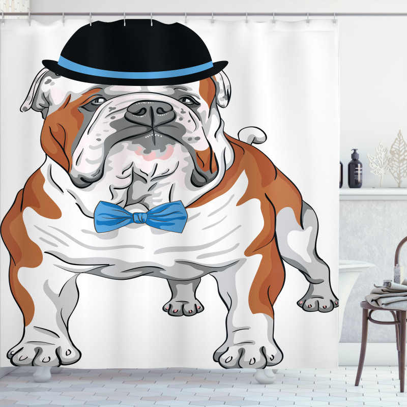 Hipster Dog Shower Curtain