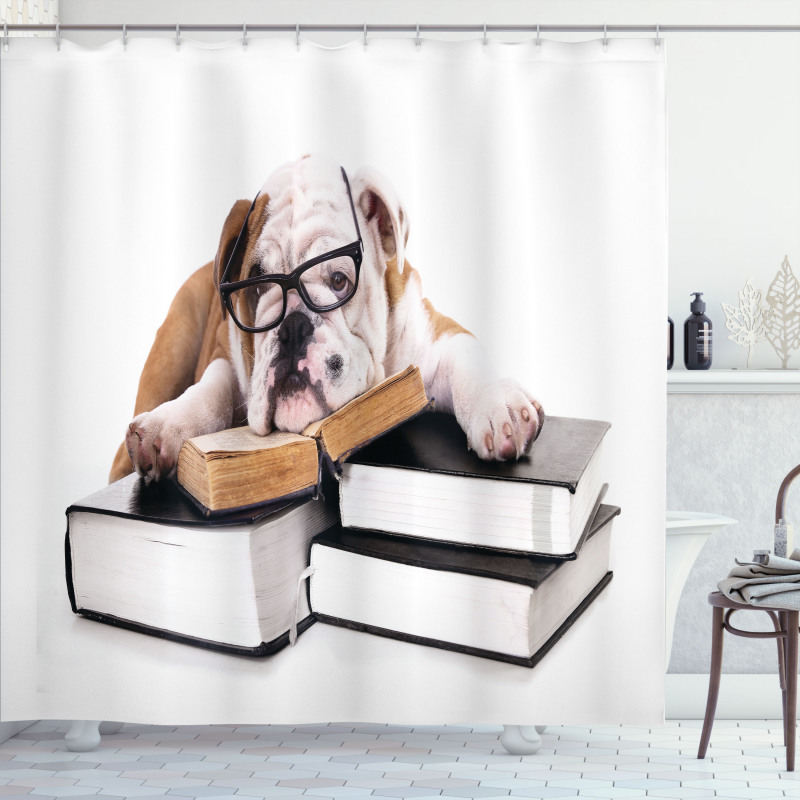 Glasses Dog Shower Curtain