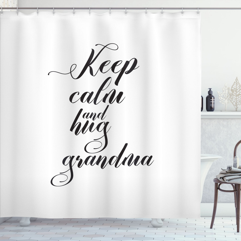 Hugging Grandma Calligraphy Shower Curtain