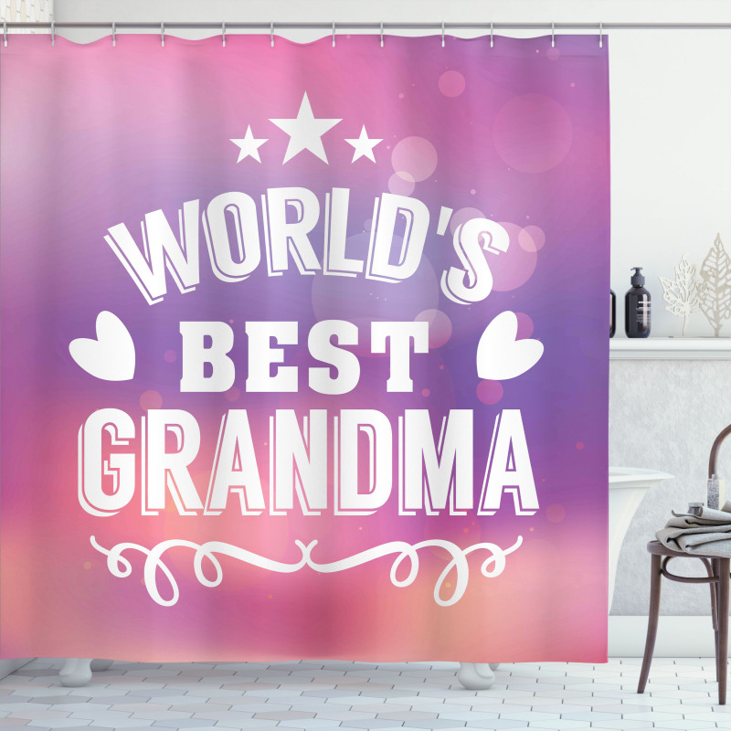 Stars and Heart Pattern Shower Curtain