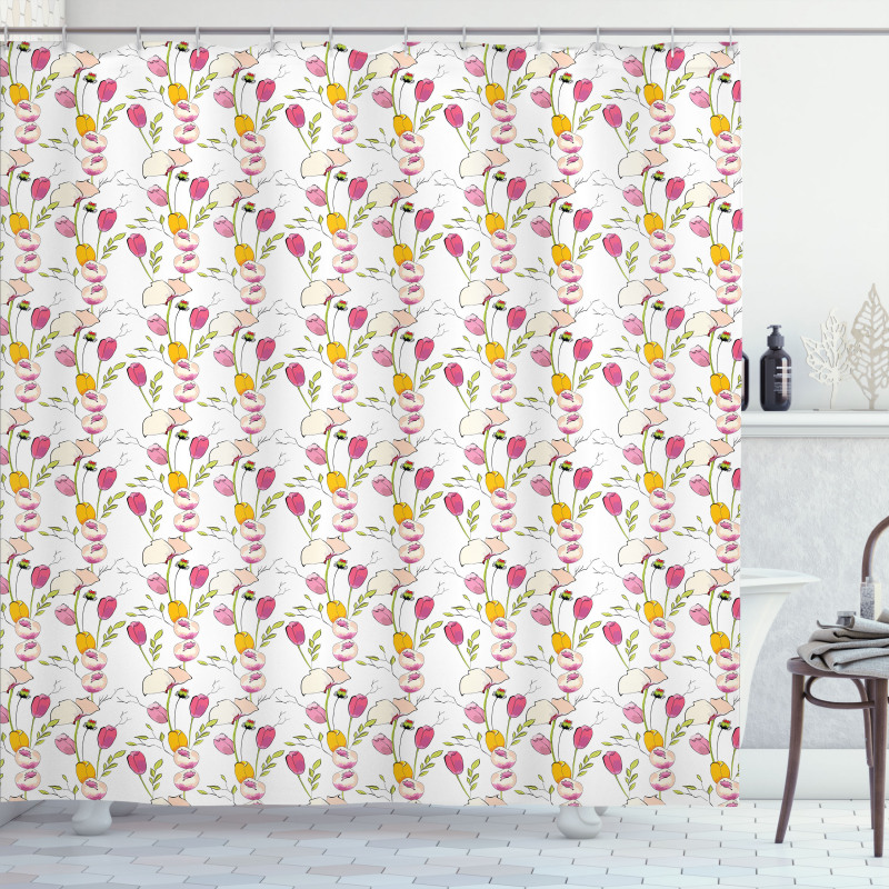 Tulips and Poppies Shower Curtain
