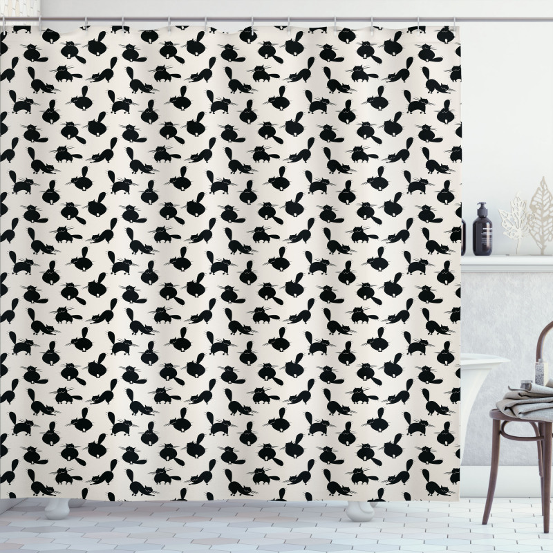Funny House Pet Silhouettes Shower Curtain