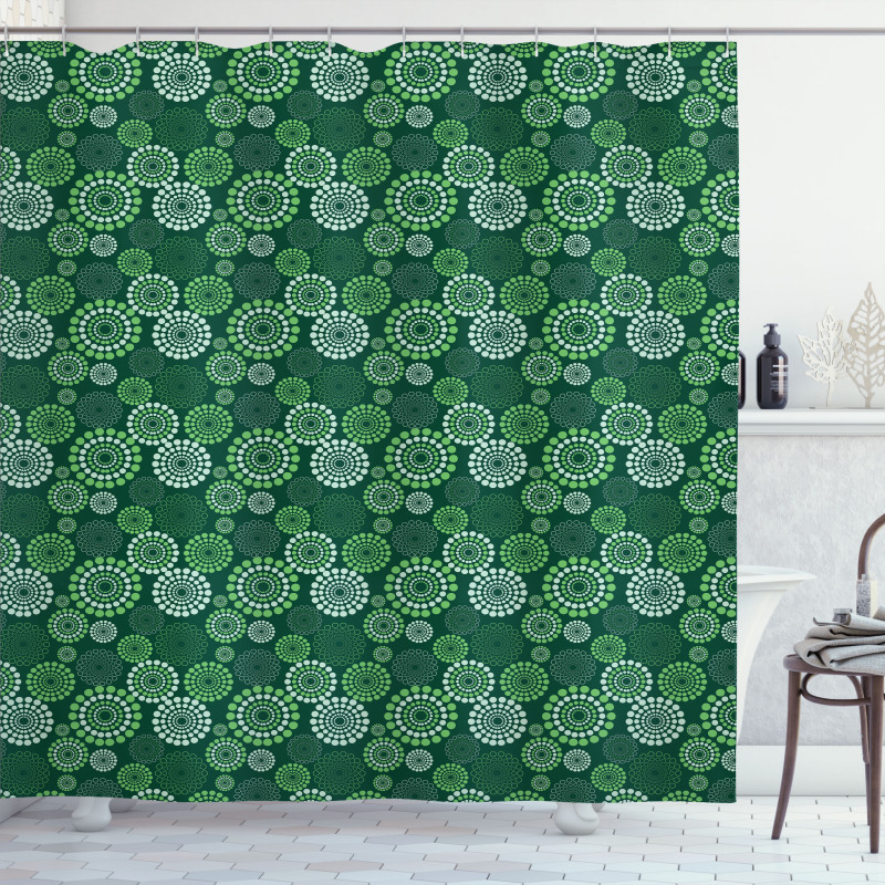 Green Dotted Pattern Shower Curtain