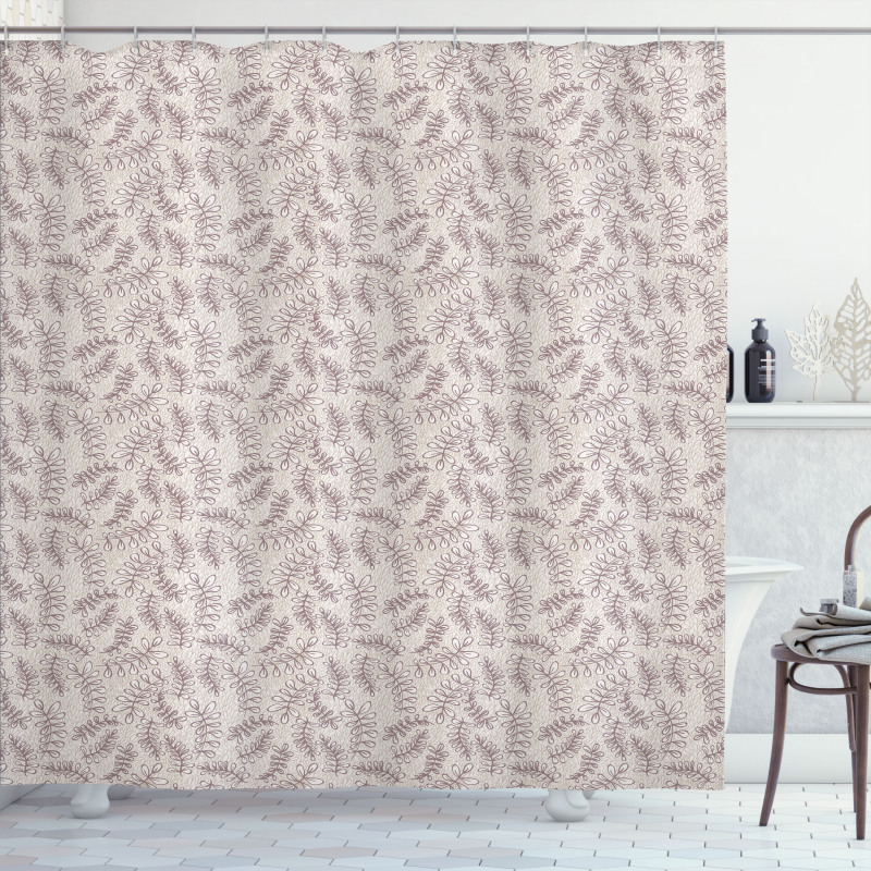 Sketch Style Foliage Shower Curtain