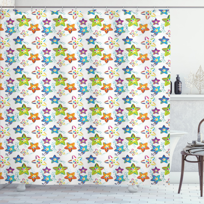 Colorful Celestial Shapes Shower Curtain