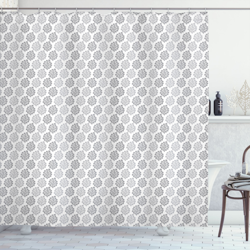 Greyscale Foliage Design Shower Curtain