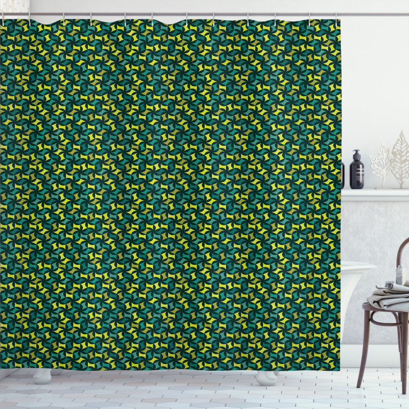 Green Toned Shapes Shower Curtain