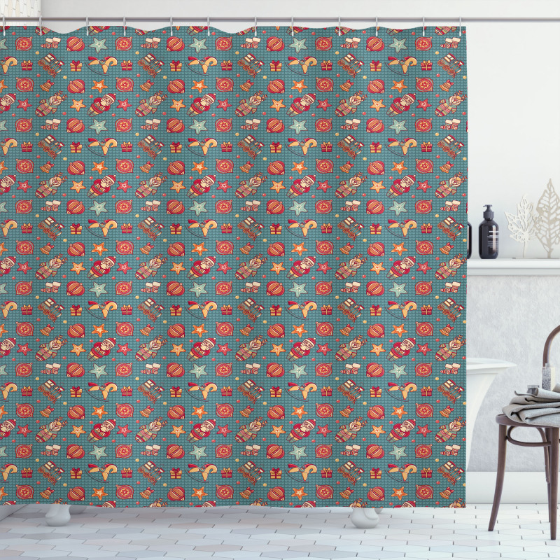 Noel Themed Cartoon Shower Curtain