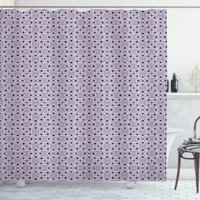 Ornate Sqaures Swirls Shower Curtain