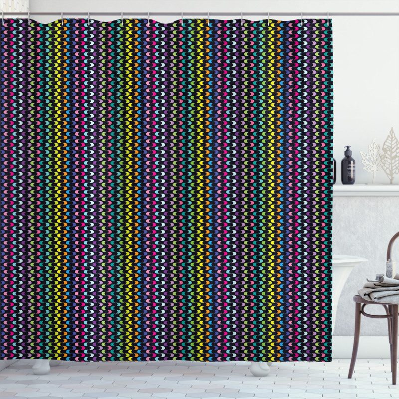 Curved Stripes Design Shower Curtain