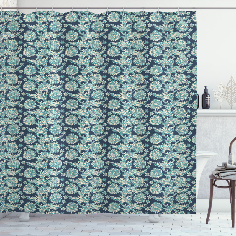 Oriental Folkore Flowers Shower Curtain