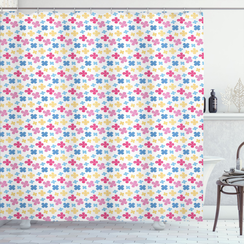 Sketchy Colorful Daisy Shower Curtain