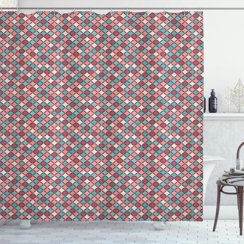 Retro Style Checkered Shower Curtain