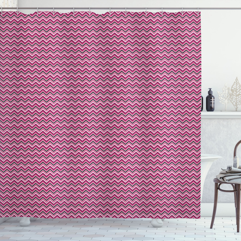 Zig Zag Ikat Style Shower Curtain