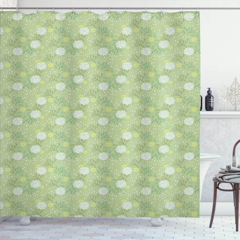 Pale Foliage Leaves Shower Curtain