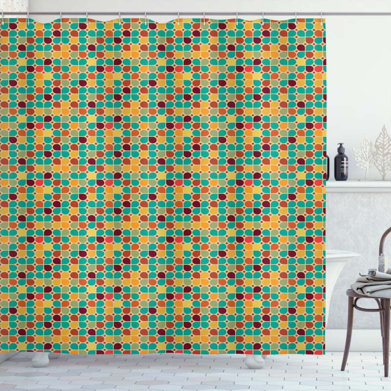 Polka Dots with Petals Shower Curtain