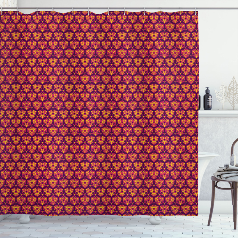 Symmetrical Floral Tile Shower Curtain