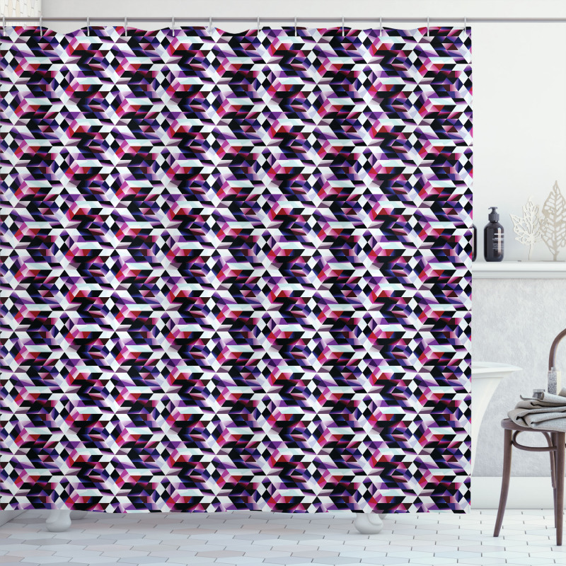 Fractal Grid Vibrant Shower Curtain