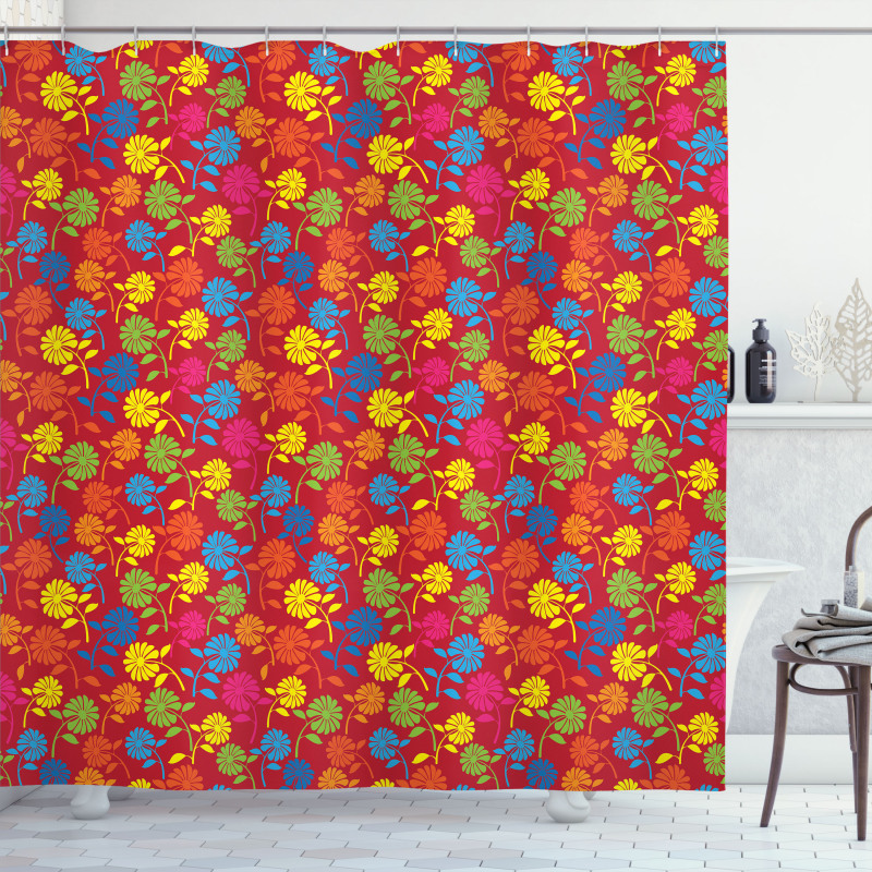 Colorful Blooming Daisy Shower Curtain