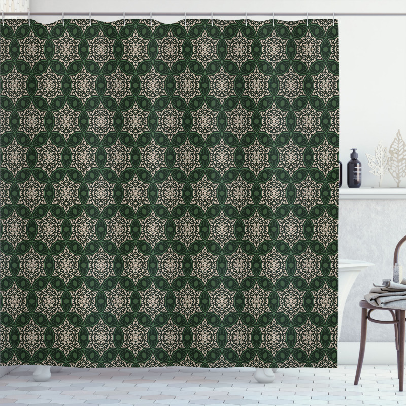 Floral Motif Timeless Retro Shower Curtain